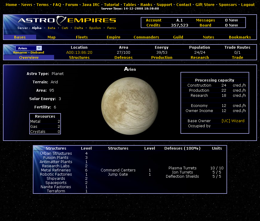 Astro Empires - Jogo de Browser de Estratégia Espacial